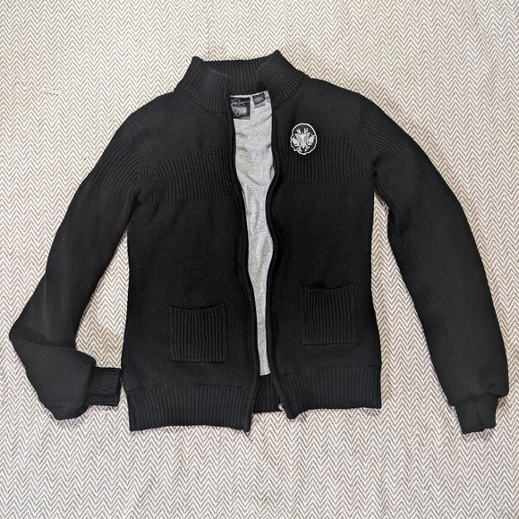 Volcom Vintage Black Knit Cardigan with Logo - Picture 1 of 9